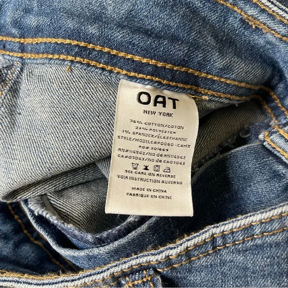 OAT New York High-Rise Cargo Wide Leg Jeans Utility Denim 10/30 Blue Casual